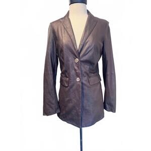 NEW GIMO'S women's button down blazer in black/brown